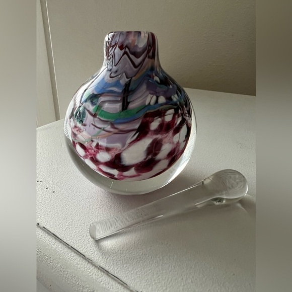 Art Glass Decanter Signed Peter Patterson 92 | Multicolor Swirl | Collectible. - Picture 3 of 8
